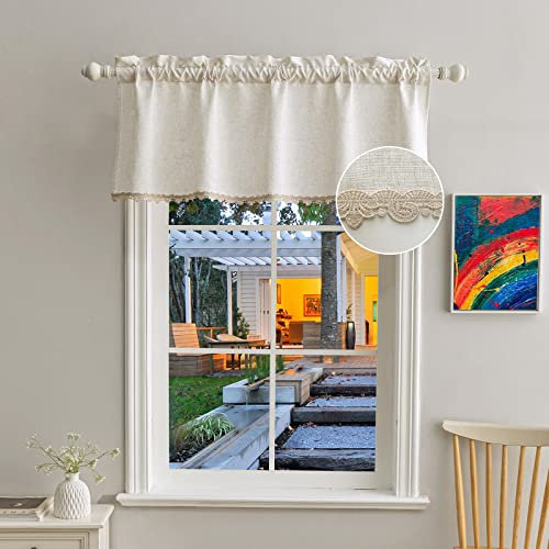 Beda Home Fenstervolant, Leinenstruktur, Wasserfall, Natur, 132 x 45 cm, Makramee 2, 132 x 45 cm