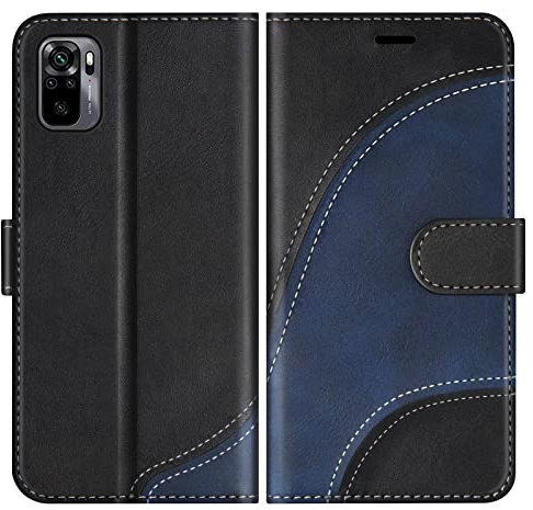 BoxTii Cover per Xiaomi Redmi Note 10 4G / Redmi Note 10S, Custodia in PU Pelle Portafoglio per Xiaomi Redmi Note 10 4G / Redmi Note 10S, Magnetica Cover a Libro con Slot per Schede, Nero