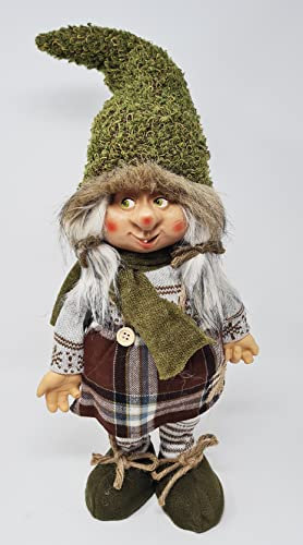 Jürgen Schleiß Konfektion Deko Figur Wichtel Gnom Zwerg grün mit Bart Mann, Textil grau, , Weihnachtsdeko Herbst Weihnachtswichtel Dekofigur Winter Weihnachten (stehend 46cm Frau), 50cm, CK200