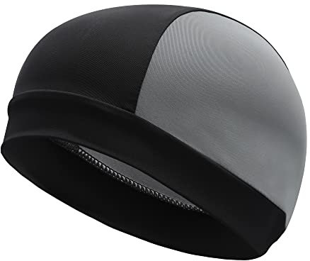 ZLYC Sweat Wicking Helmet Liner Skull Cap for Men Women Cycling Running Beanie Hat(Nylon Black),One Size