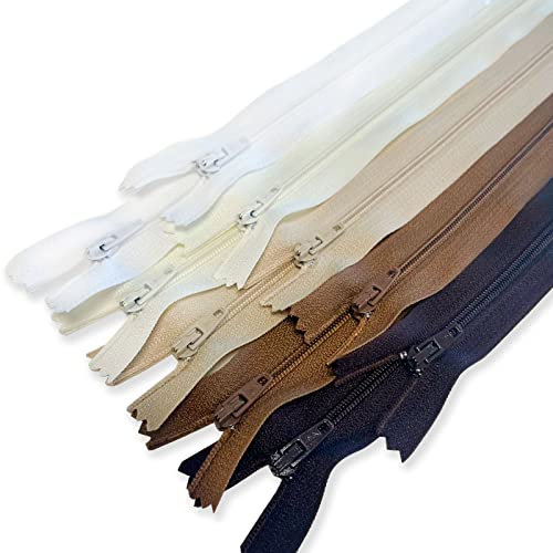 MARARDI [Packung 10] Reißverschlüssen [Nude] Nylon [25 cm] Nähen und Basteln zum Kleidung Taschen Stoff für Nähmaschine Patchwork Plastik Baumwolle Zipper mit Metallreißverschluss