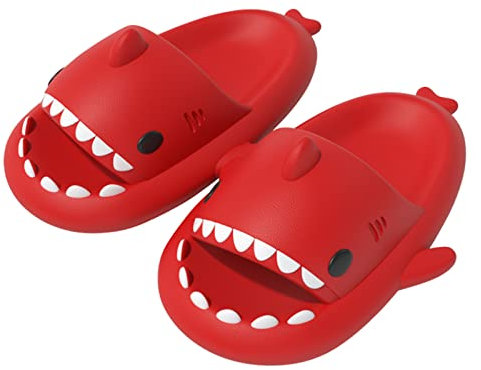 bolukets Ciabatte Squalo Donna Uomo Ciabatte Mare Estive Comode da Casa Pantofole Antiscivolo Originali Carine Ciabatte Shark Slippers Slides per Piscina, Rosso, 38/39 EU