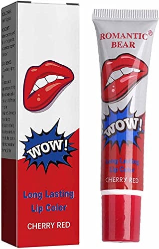 Peel Off Lip Stain, Waterproof Lipstick Matte Lip Gloss, Long Lasting Lip Tint Stain for Women Girls' Daily Makeup (Cherry red)