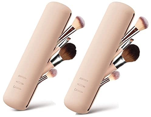 Camille Cosmetics X2 Silicone Makeup Brush Holder - Travel Makeup Organiser Storage - Protects Makeup Brushes, (2 x Silicone Makeup Brush Holder)