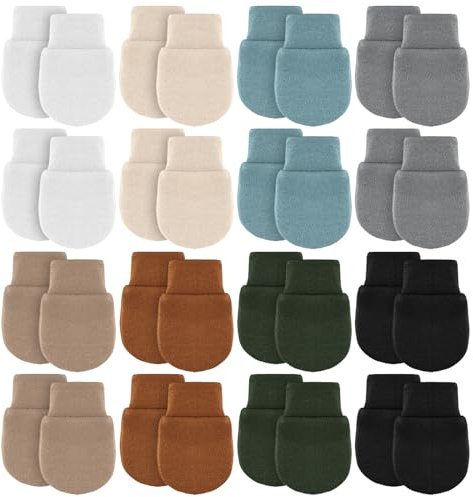 Cuffbow 16 Pairs Baby Mittens for Newborn Baby Boys Girls Infant Mittens