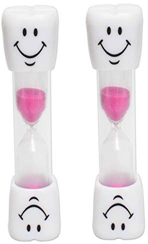 2 x temporizador de cepillo de dientes para niños ~ 3 minutos sonriente arena temporizador para cepillar los dientes de los niños (2 rosa)