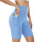 AMIYOYO Radlerhose Damen mit Taschen High Waist Sporthose Kurze Leggings Blickdicht Sportshorts Dehnbar Hotpants Bequem für Sommer Yoga Fitness Gym(Hellblau,S-M=DE34-40)