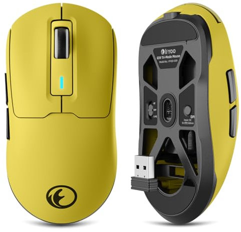 IFYOO G59 2.4G/BT/Wired Wireless Gaming Mouse, Rechargeable USB Type-C Wireless Game Mouse, 6 Adjustable DPI, Max 8000 DPI, 60g Lightweight, 6 Programmable Buttons, PC Computer Laptop, Win 11 10, Mac