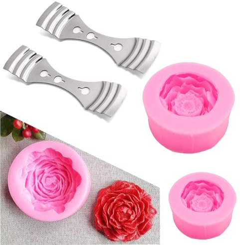 HJIAMA Moldes de Flores para Hacer Velas 2 Piezas, Moldes para Velas Silicona Fácil Desmontar Desmoldar, Moldes para Velas Altamente Maleable, para Decoración Manualidades