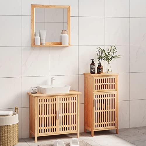 Brokky Conjunto de Muebles de baño 3 Piezas Muebles de baño Conjunto Muebles de baño Madera Maciza de Nogal