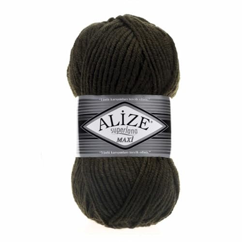 Strickgarn Strickwolle Superlana Maxi 100g 25% Wolle Wintergarn Winterwolle, 50 Farben, Farbe:241 tannengrün