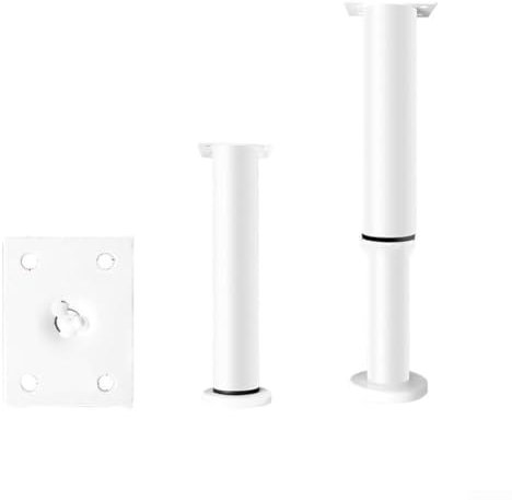 Pied télescopique pour poutre de lit, pieds en plastique renforcé, hauteur réglable, construction en acier (noir (blanc (25-42 cm)