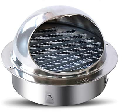 UDJKSHAL Bull Nose External Vent Stainless Steel,Grille Cover Vent Hood,Wall Air Outlet,with Fly Screen Mesh,Round Wall Vent Outlet, Ball Shape Waterproof Exhaust Grille,60mm/2.36in(350mm/13.77in)