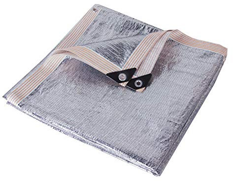 Toile d'ombrage en feuille d'aluminium pour jardin, balcon, terrasse, serre, argent, 4 x 8 m, protection UV, isolation thermique