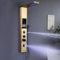 KINKIBOS Golden Duschpaneel mit Armatur und Ablage, 6 Funktionen LED Duschsäule Regen&Wasserfall Dusche, 2-Mode-Massagedüse, Handbrause und Wasserfall-Wanneneinlauf, Edelstahl