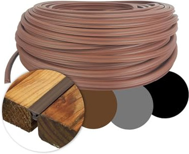 Terrassenfugenband für Terrassen TPE von 5,0 bis 7,5 mm - 8,0 bis 10,5 mm Fugendichtband für Terrassendielen aus Holz & WPC - UV Stabil, Witterungsfest, Temperaturbeständig (50, hellbraun, 8-10,5mm)
