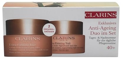 Clarins Extra-Firning Jour & Nuit, Anti-Ageing Duo im Set, Tages & Nachtcreme für die tägliche Pflägeroutine, 2 X 50ml.