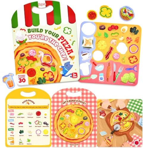 JoyCat Wiederverwendbares Stickerbuch, Jelly Sticker Activity Book | Kompaktes Beschäftigungsbuch, Reisespielzeug für Auto und Flugzeug, Lernspielzeug Kinder Geschenk Spielzeug für 3 4 5 Jahre