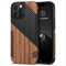TENDLIN Compatible with iPhone 13 Pro Case Wood Grain with Carbon Fiber Texture Design Leather Hybrid Slim Case (Twill)