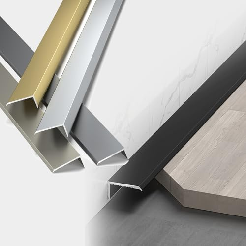 90cm Aluminum Tile Edge Trim, Self Adhesive L-Shape Floor Transition Strip, For Laminate,Flooring,Door,Doorways,wall Edging Trim(Gold,W1.2cm)