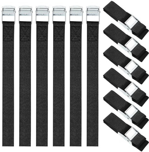 12 Stück Spanngurt,Zurrgurt,25 mm x 0.5 m,Spanngurte mit Klemmenschlössern,Wirtschaftlich und anwendbar,entsprechen DIN EN 12195-2,Für Fahrräder,Trolleys und Motorradkoffer(schwarz)