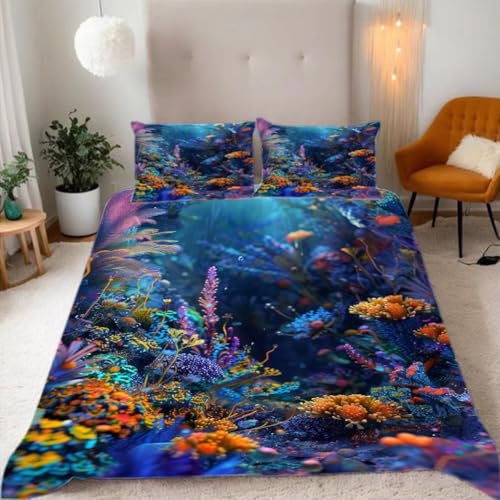 Zbeiba Bettwäsche 135x200 cm,Bunter Wald, Blumen, Bäume, KI-Bilder Bettwäsche Set Bettbezug,1 Bettbezug und 2 Kissenbezug 50x75 cm,color4,3D Drucken Bettbezug Mit Reißverschluss