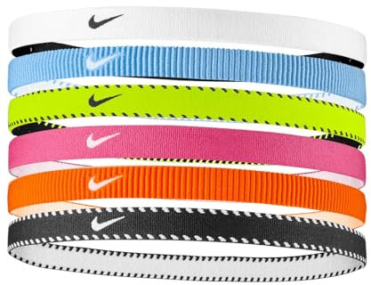 Nike Flex Classic Headbands 6PK Fasce Elastiche per Capelli Sport Volt (6 unità)