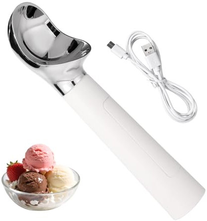 Lyreh Heated Ice Cream Scoop with Charging Cable, Rechargeable Electric Scooper with LED Display Automatic Heat Trigger Hard Icecream Scoops for Kitchen Necessary Gadget