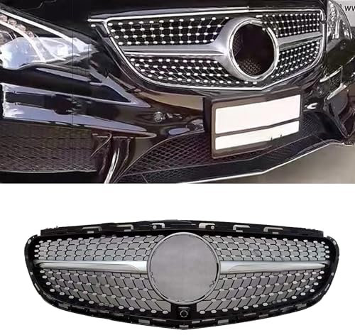 LMSMGS Kühlergrille für Mercedes-Benz E-Class W212 2013 2014 2015, Upgrade Kühlergrill Grill Tuning Grills Auto Tuning Auto Zubehör, Silver
