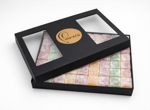 Persis Turkish Delight Gift Box 1Kg – Assorted Flavours Lokum With Rose, Mint, Lemon, Orange, Sour Cherry And Apple – Traditional Sweets Gift Box – Authentic Turkish Delights (1kg Gift Box)