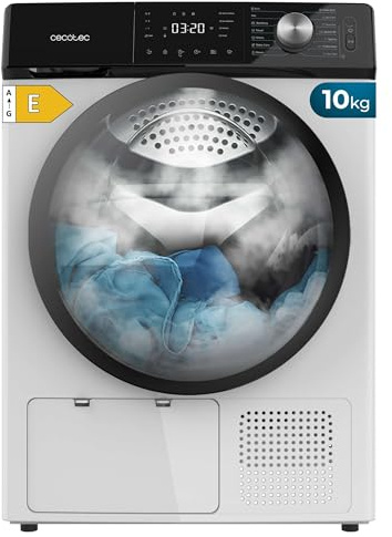 Cecotec Secadora de Ropa Bomba de Calor 10 kg Bolero Dresscode Dry 10355. Clase Equivalente A++, 14 programas, 4 Niveles de Secado, Funciones de Stop&Go, Delay Start, KidLock y DiamondCare, Blanca