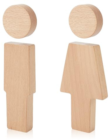 WADORN Autocollants en Bois pour Toilettes Hommes et Femmes Panneau Adhésif pour Toilettes Couleur Amande Blanchie pour Hommes et Femmes Panneau pour Lavabos et WC de Bureau