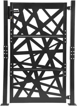 Puerta de jardín de metal, puerta de jardín, puerta de seguridad con apertura de 180°, pintura al horno a alta temperatura, 7 llaves y cierre robusto, para jardín, terraza, patio