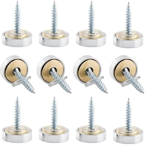 Bamyli Cache Vis Laiton 12 pcs, Capuchons Décoratifs en Cuivre 10 mm pour Fixation Miroir Meuble Panneau