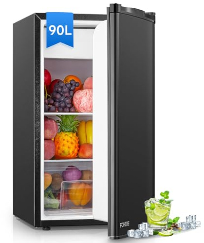 FOHERE Mini Réfrigérateur 90L, Contrôle de la Température, Petit Frigo de Chambre/Dortoir/Bureau, Silencieux, Pose libre sous le comptoir, Silencieux, Noir