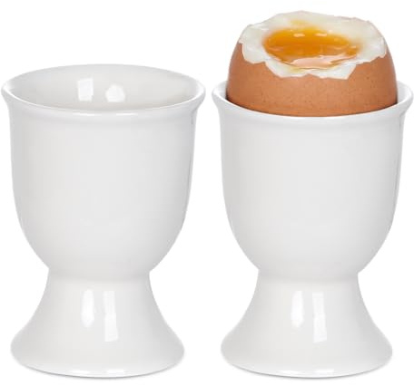 2Pcs Ceramic Egg Cups for Soft Boiled Eggs, Porcelain Egg Holder for Breakfast Cooking Kitchen Decor