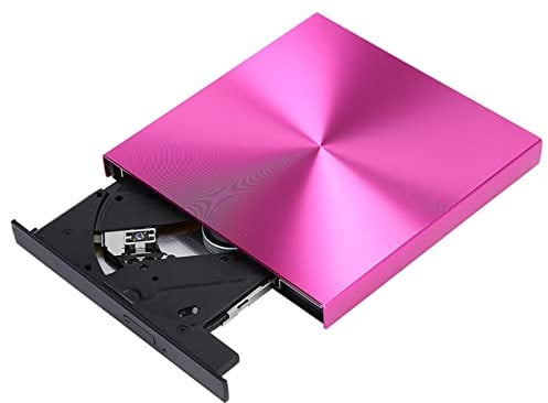 CHEOTIME Lecteur de CD DVD Externe, Lecteur de graveur Externe USB 3.0, Pilote d'enregistrement, Lecteur CD DVD Portable pour Ordinateur Portable de Bureau, Rose Rouge