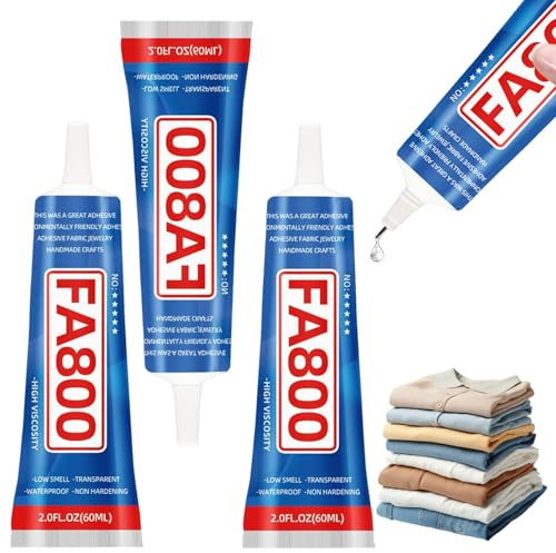 Adesivo per tessuti,Colla Per Tessuto,60ml Colla Tessuto Trasparente,Colla Tessuto Jeans,Colla per Tessuti Resistente ai Lavaggi,Colla Per Tessuto Trasparente, per tessuti (3pcs)