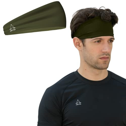Temple Tape, Stirnbänder für Damen und Herren – Schweißband und Sport-Stirnband, feuchtigkeitsableitend, Workout-Schweißbänder für Laufen, Cross-Training, Yoga und Fahrradhelm-freundlich, OD Green