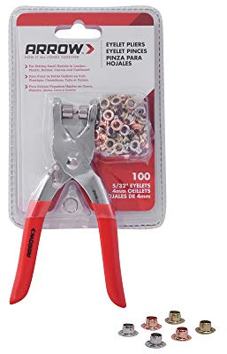 Arrow GEPK532 Eyelet Tool Kit, Hole Punch Pliers for Fabric, Leather, Canvas, Includes 100 Eyelets, 5/32-Inch, Gold,silver