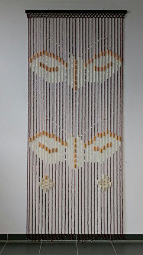 Kottig Perlholz Türvorhang Dekorationsvorhang Raumteiler Vorhang 90x200 cm mit Holzleiste Modell 03