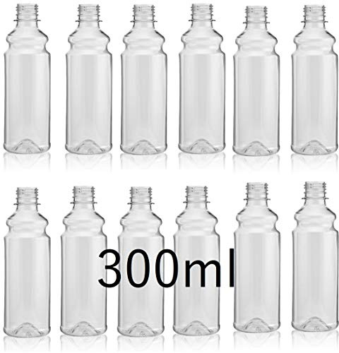 Clear PET Plastic Bottles with White Screw Caps Drinks Bottles Home Brew Beer 300ML (10)