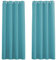 PONY DANCE Verdunkelungsvorhang Kinderzimmer Ösenschal 2er Set Wärmeisolierende Vorhänge Kurz Blickdicht Thermogardinen Hitzeschutz, H 175 x B 140 cm, Hellblau