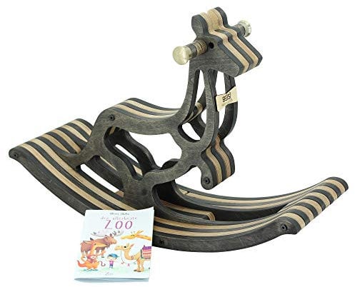 Sweety Toys 11209 Schaukelpferd Holz Känguru Keno Dunkelbraun- hochwertiges Designer Schaukelpferd