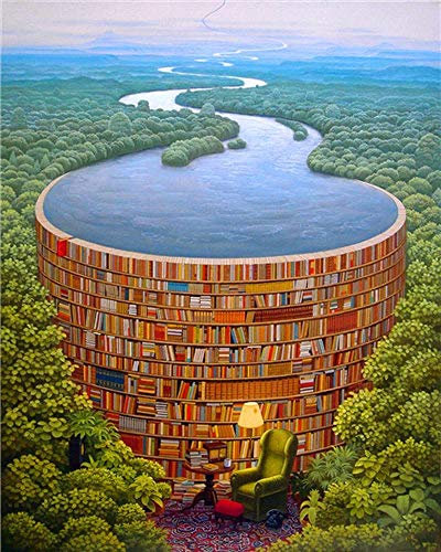 WYTTT Puzzle 1000 Teile Landschaft Erwachsene Puzzle Holzpuzzle 3D Klassisches Puzzle Bücherregal Fluss DIY Moderne Kunst Hauptdekor,75X50Cm