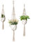 Mkouo Macrame Plant Hangers, 3 Different Sizes Indoor Hanging Planters Basket Decorative Flower Pots Holder Stand Boho Home Decor, Ivory