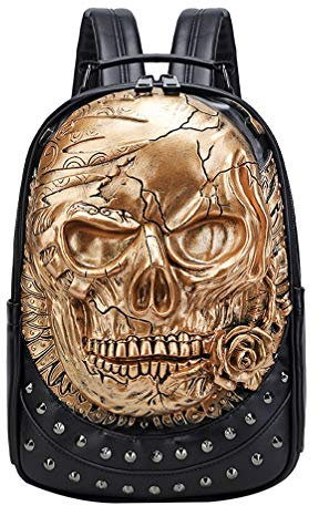 VALICLUD 1stk Niet Rucksack Tagesrucksack Für Rucksack Aus Pu-Leder -Nieten- Pu-College-büchertasche Skelettrucksack Mode Besetzt Punk 3D Lokomotive