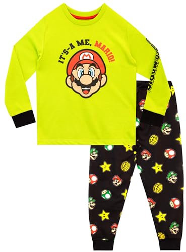Pyjamas pour Enfants Mario | Pyjama garçon Mario et Luigi | Ensemble de Nuit à Manches Longues multicolore8-9 Ans