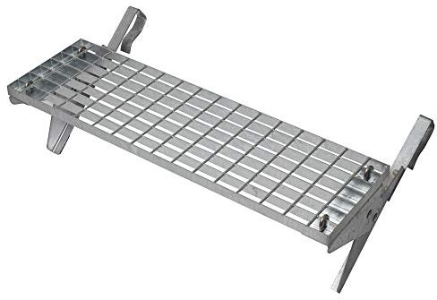 Dachtritt Set 80x25 cm, ohne Farbe, bis 44 cm Ziegellänge, Universal-Trittrost mit Laufroststützen aus feuerverzinktem Stahl, Dachstufe, Laufrost, Steigtritt