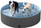 Yaheetech PVC Foldable Pet Paddling Pool Dog Swimming Pools Portable Puppy Large Bathing Tub with Brush for Indoor Outdoor 120 x 30cm Black